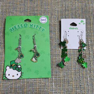 NWT Claire's Saint Patrick's Day Themed Lucky Clover 🍀 Earrings 2 lot